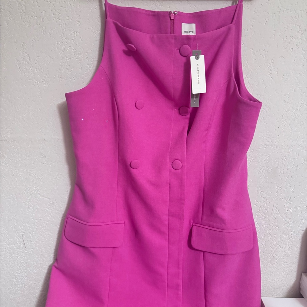 Maeve Vibrant Pink Double-Breasted Mini Dress